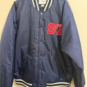 TNA Kids Blue Puffer Jacket with Red Accents